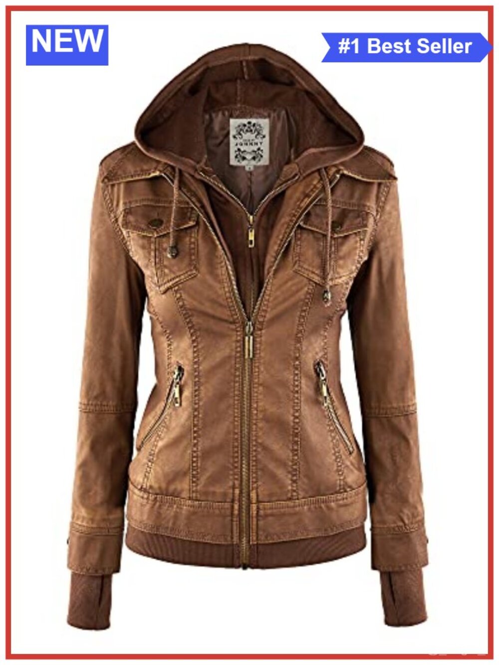 Faux Leather Jacket Women Motorcycle Coat Biker Hooded Moto